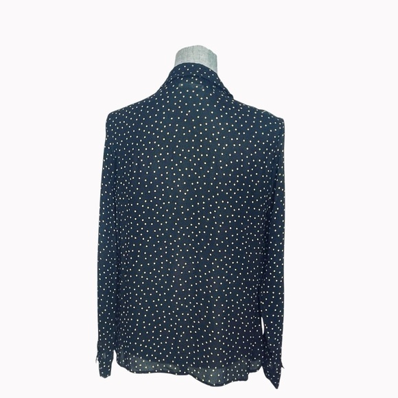REFORMATION Women's Sheer Polka Dot Button up Blouse in Black and Gold size XL - Picture 4 of 10
